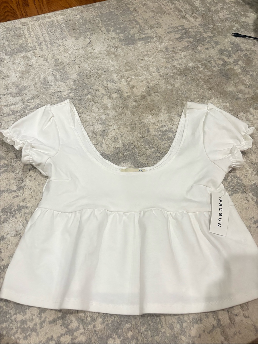 PacSun NEVER WORN White Ruffle Sleeve Peplum Crop Top